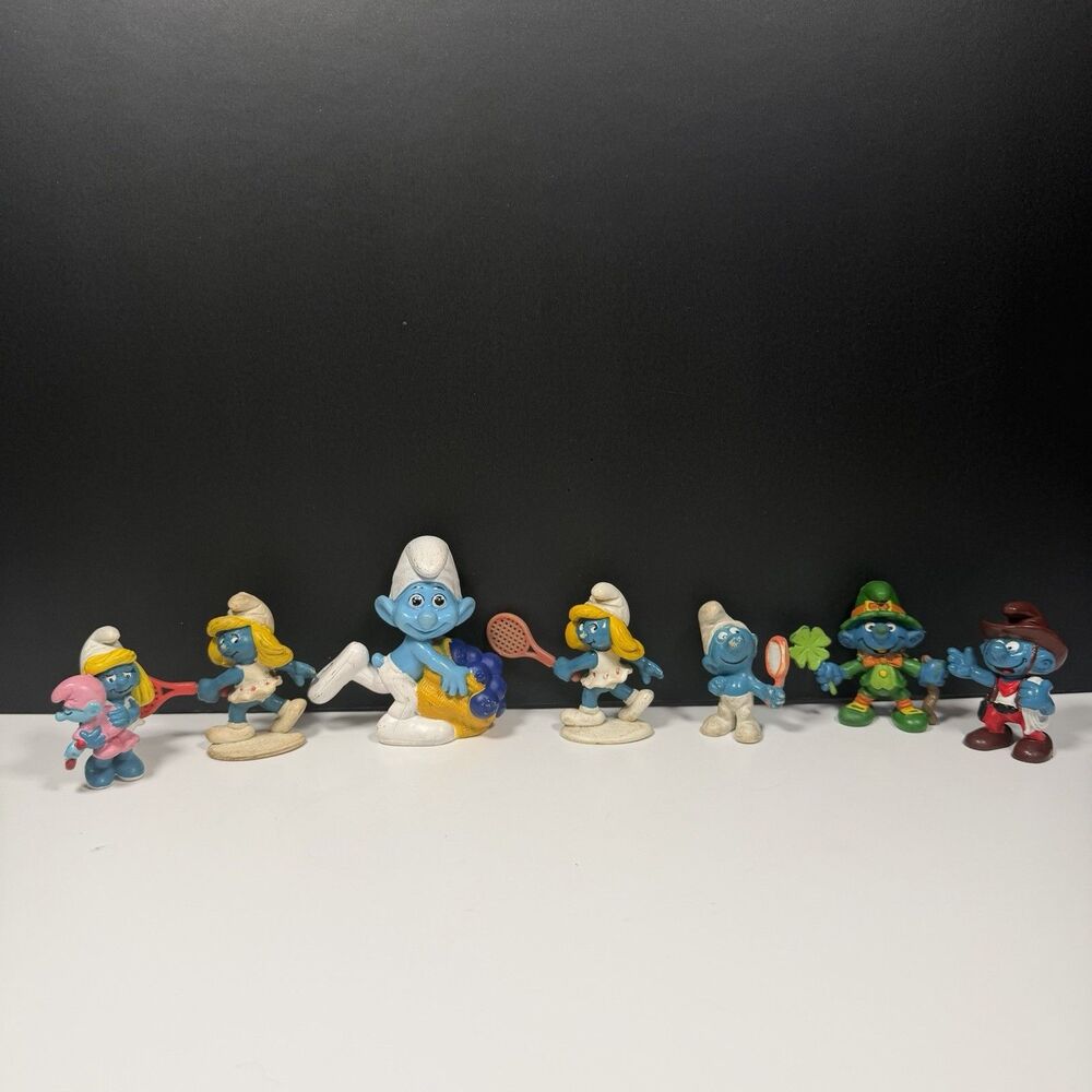Vintage Lot of 7 Smurfs PVC Figures Schleich Peyo 1981 [Read]